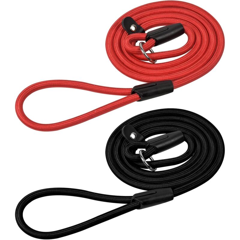 (2 Pcs) Dog Leash Rope, Nylon Dog Leash, Soft Strong Rope, No Pull Leash, Dog Training Leash, Dog Collar Leash For Small Medium，Black and red