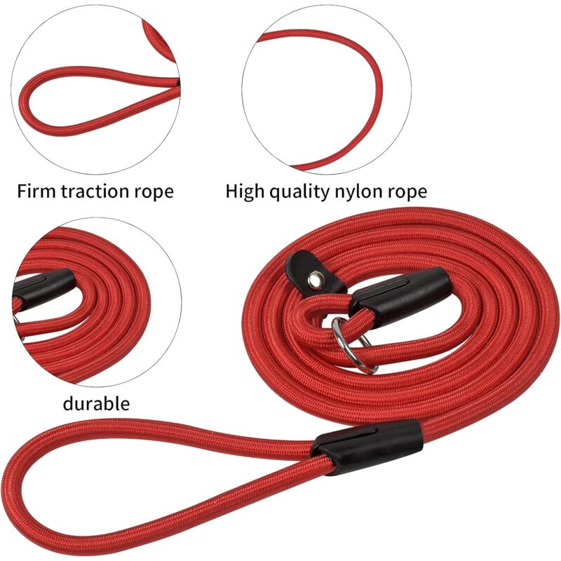 (2 Pcs) Dog Leash Rope, Nylon Dog Leash, Soft Strong Rope, No Pull Leash, Dog Training Leash, Dog Collar Leash For Small Medium，Black and red