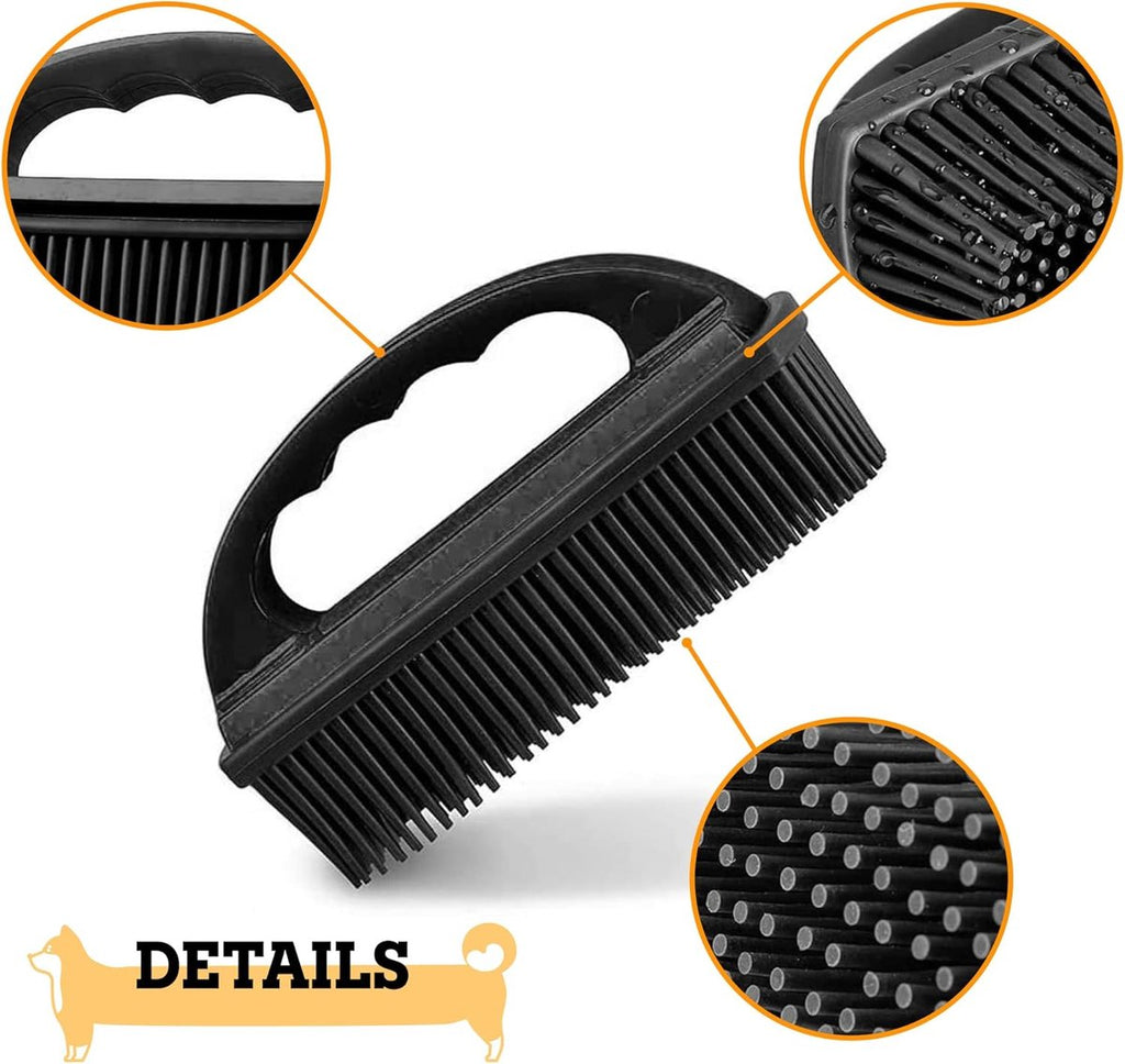 Pet Hair Remover for Fabric - Remove Dog and Cat Hair from Clothing, Furniture, Cushions and Car Interior - Rubber Hair Remover - Soft Deshedding Brush - Black - For Pets and Furniture