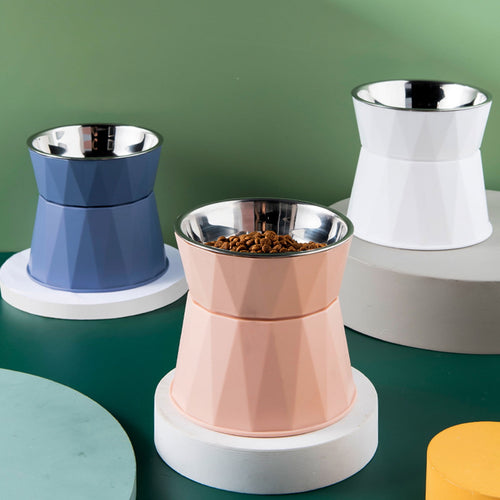Dog Bowl Raised Cat Food Water Bowls with Detachable Elevated Stand Pet Stainless Steel Feeder Bowl No-Spill Anti Slip Blue