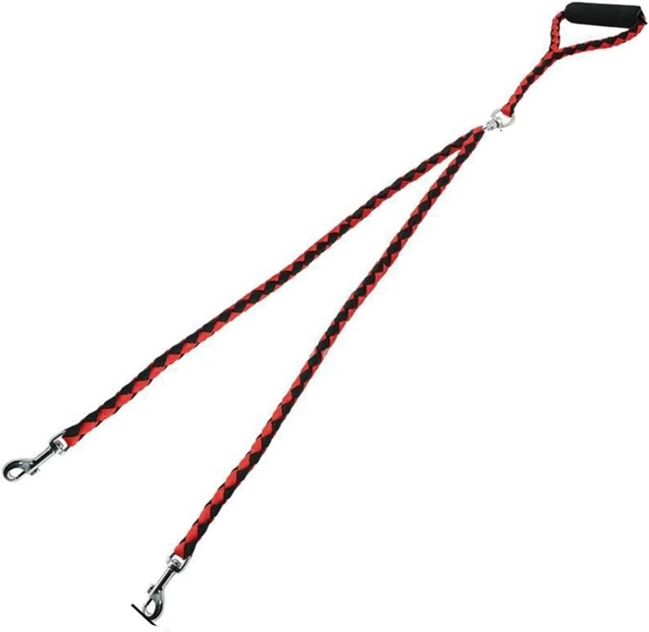 Adjustable 1.4m Double Dog Leash with Collar - Black and Blue Sturdy Pet Lead for Dogs