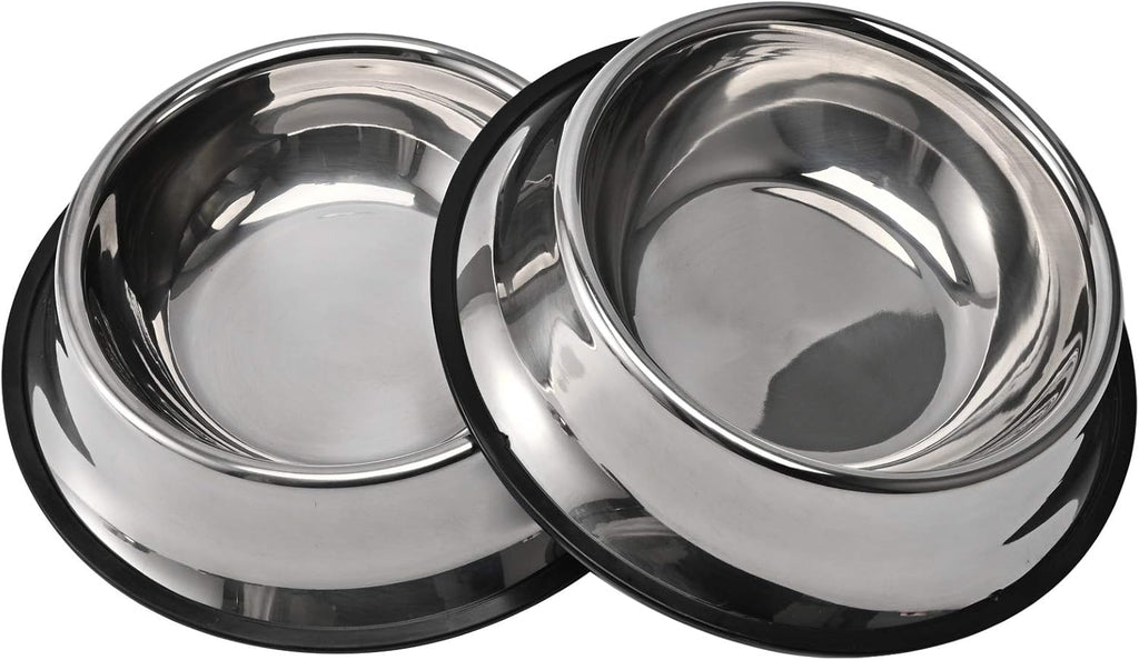 2Packs Stainless Steel Dog Bowl with Anti-Skid Rubber Base for Small/Medium/Large Pet, Perfect Dish, Pets Feeder Bowl and Water Bowl Perfect Choice for Dog Puppy Cat and Kitten (16oz)