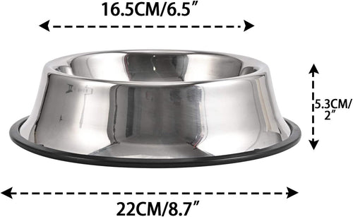 2Packs Stainless Steel Dog Bowl with Anti-Skid Rubber Base for Small/Medium/Large Pet, Perfect Dish, Pets Feeder Bowl and Water Bowl Perfect Choice for Dog Puppy Cat and Kitten (16oz)