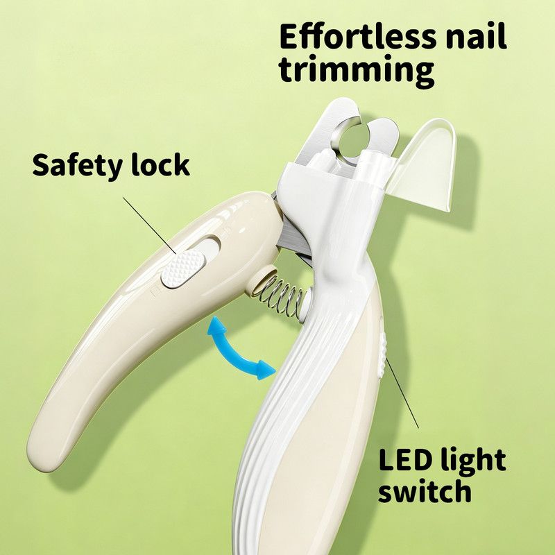 Pet Nail Clippers with Light, Splatter-Proof and Safe Grooming Tool, Universal for Cats and Dogs, LED Light for Locating the Quick - Blue